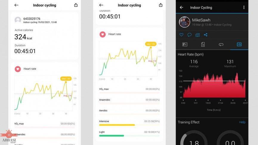 مقایسه دوچرخه سواری داخل سالن( دوچرخه ثابت): Xiaomi Mi Watch Lite و Garmin Enduro